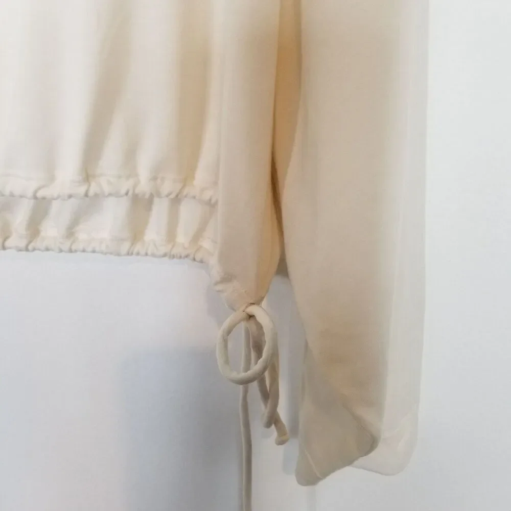 Athleta Women's Cool‎ Down Drawstring Hem Boat Neck Top Sz XL Magnolia White
